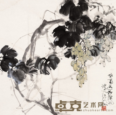 沈文江 1993年作 葡萄 镜心 68×68cm