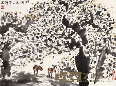 方济众 1981年作 林间 立轴 31×42cm