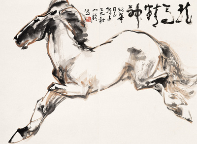 汤小铭 1989年作 龙马精神 镜心