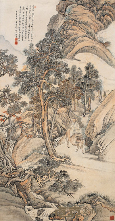 许文熊 1933年作 骑牛归隐图 立轴 127.5×66cm