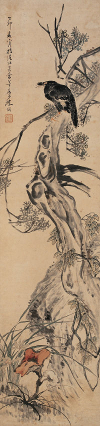 朱称 1867年作 花鸟图 立轴
