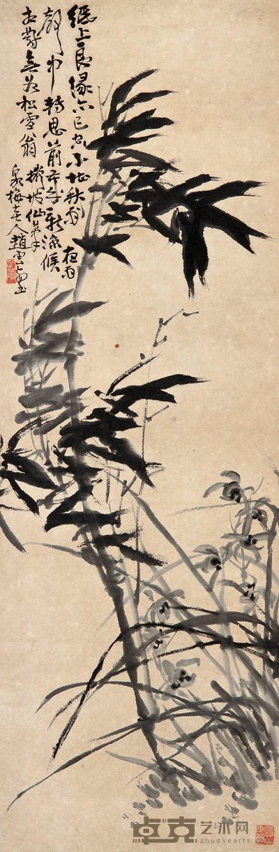 赵云壑 双清图 立轴 101×33cm