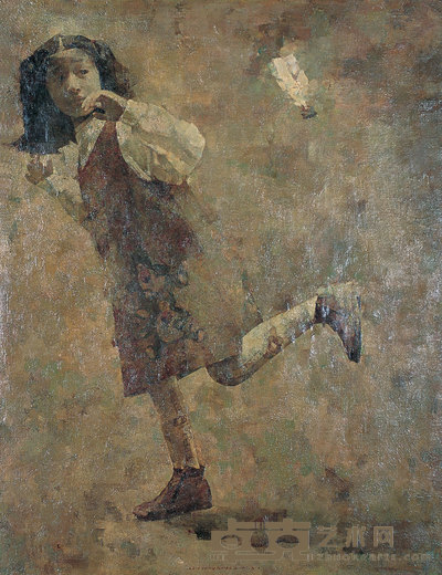 林永康 2001年作 花裙子 白毽子 146×114cm