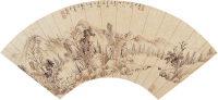 庆锡 1821年作 山水图 扇面册页