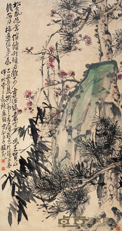 赵云壑 1925年作 岁寒三友图 立轴 149.5×79.5cm