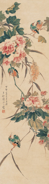 刘德六 1867年作 花鸟图 立轴