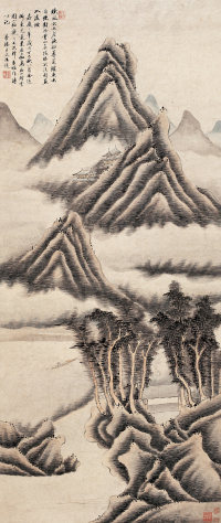 潘恭寿 王文治 1797年题 烟云图 立轴