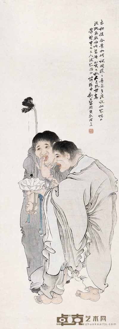 舒浩 和合二仙 立轴 127×46cm