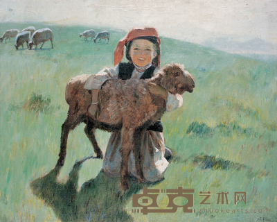 鸥洋 1991年作 牧羊女孩 70×89cm