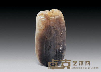 清 白玉瓜形鼻烟壶(绿料盖) 高5cm