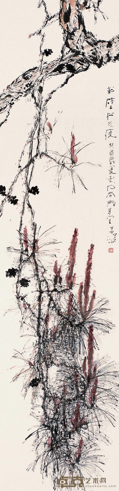 杨善深 1993年作 松花 镜心 136×33cm
