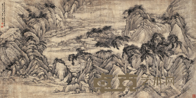 秦祖永 1877年作 山水图 横幅 67×133.5cm