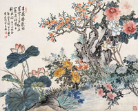 陈半丁 1960年作 百花齐献颂 立轴