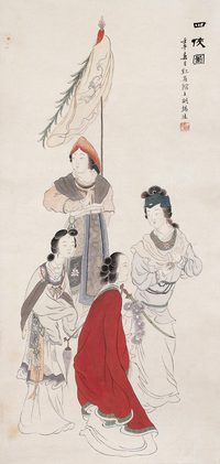 胡锡珪 1882年作 四侠图 立轴