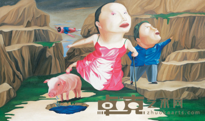 冯中起 2002年作 文化风景9 90.5×149.5cm
