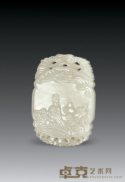 清中期 白玉再来花甲珮 高5.8cm