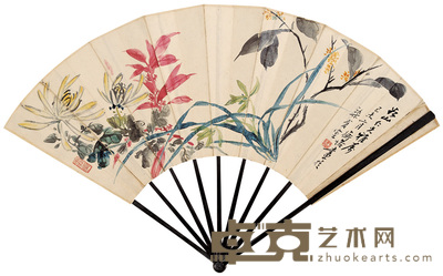 陈师曾 1919年作 秋色 成扇 18×50.5cm
