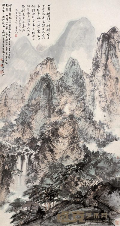 傅抱石 1949年作 山瀑清会图 立轴 173.5×92.5cm