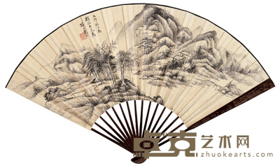 戴熙 1855年作 山水 成扇 18.5×51cm