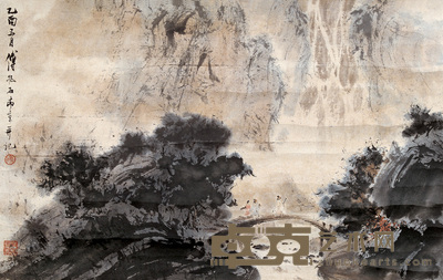 傅抱石 1945年作 溪山访友图 镜心 44.5×71.5cm