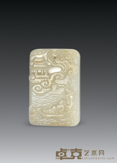 清中期 玉仙人乘槎珮 高5.6cm