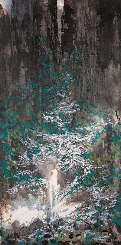 张森 2006年作 鹭鸶 镜心 136×68cm