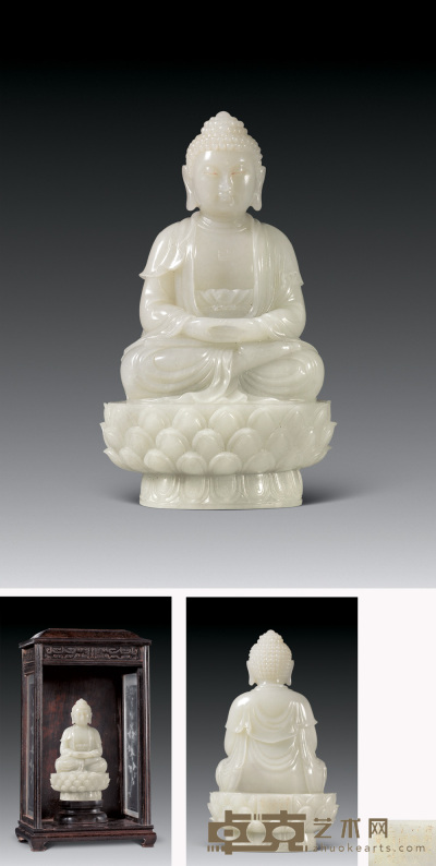 清 白玉佛祖坐像 长19.5cm