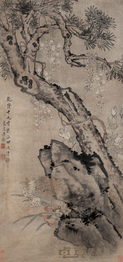 李鱓 1754年作 寿延年 立轴 111.5×53cm