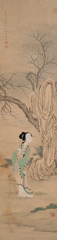 顾烈 1844年作 仕女 立轴