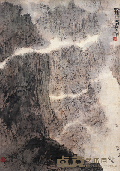 傅抱石 峡江帆影 立轴 91×63.5cm