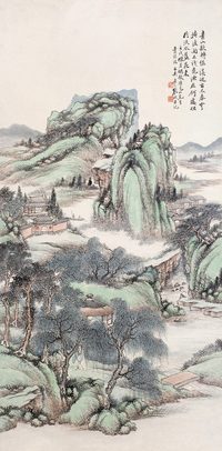 顾颐 1922年作 青绿山水 立轴