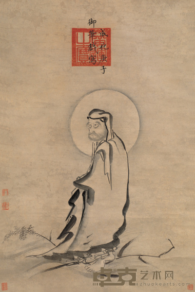 成化帝 1480年作 一苇渡江 立轴 79.5×52.5cm