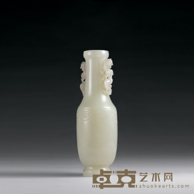 清乾隆 白玉双螭龙瓶 高13.5cm