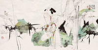 王震 1917年作 菊花·猫 立轴
