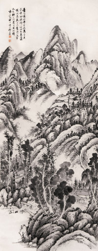 何维朴 青山嵯峨 立轴