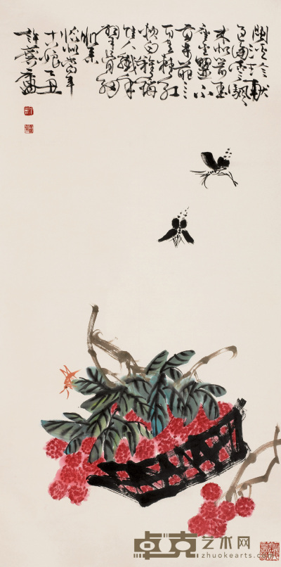 许麟庐 花卉 立轴 136×68cm