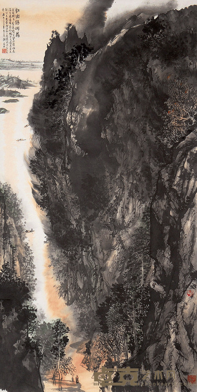 钱来忠 2005年作 山水 镜心 130×66cm