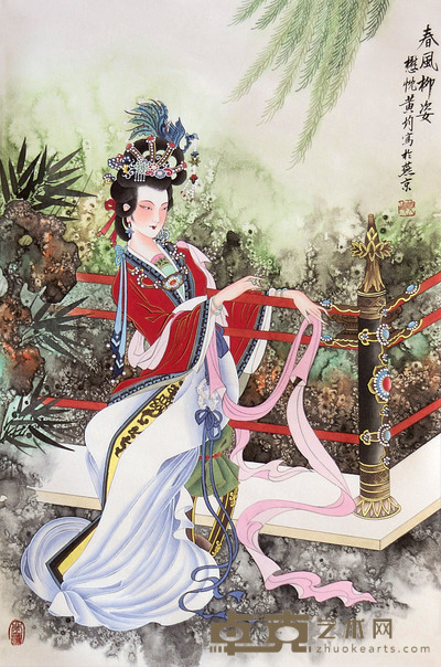 黄均 春风柳姿 轴 65×43cm