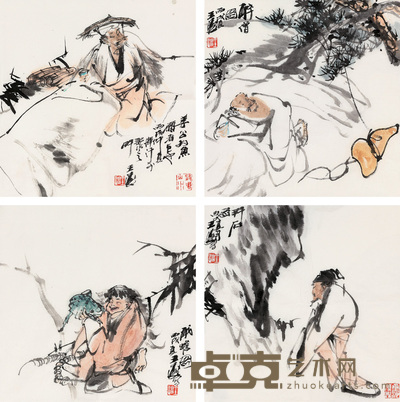 王涛 人物 册页（四开） 34×34cm×4