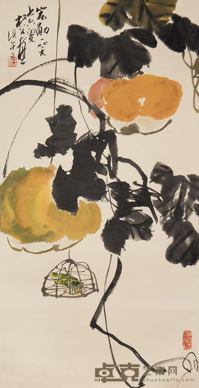 阎松父 1978年作 南瓜 立轴 69×35cm