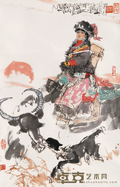 杜显清 1996年作 人物 立轴 70×45cm