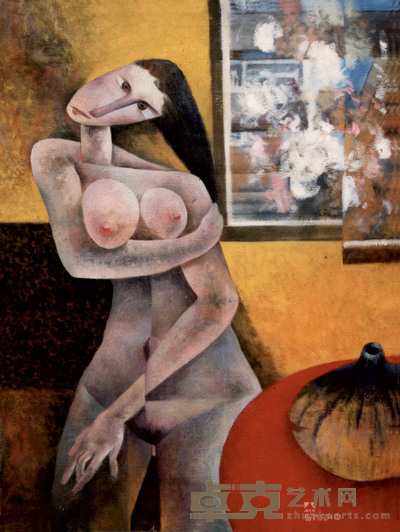 钟兴吾 1996年作 玫瑰与金黄色 78.5×59.5cm