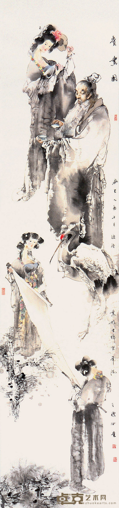 吴绪经 2005年作 贵画图 镜心 178×42.5cm