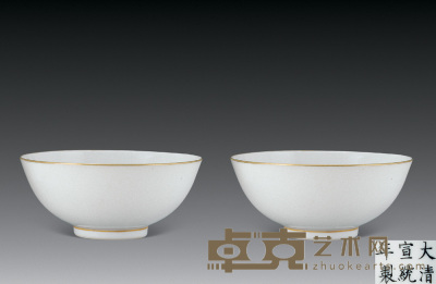 清宣统 白釉碗（二件） 直径13.8cm