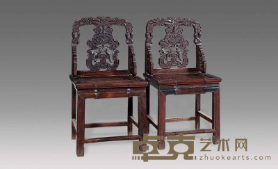 清 红木雕花靠背椅（二件） 95×500cm