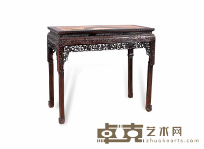 清 红木雕花琴桌 93×46×84cm