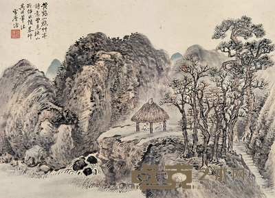 沈塘 竹亭诗意图 片 30×40cm