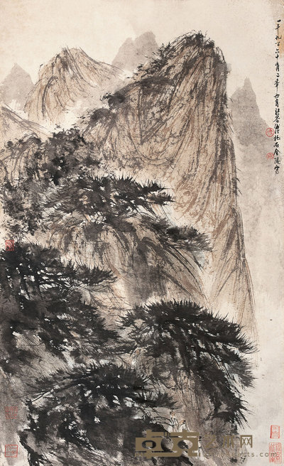 傅抱石 1962年作 山水 轴 89×55cm