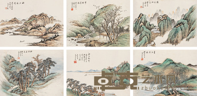 吕养泉 仿古山水 册页（八开选六） 24×33cm×8
