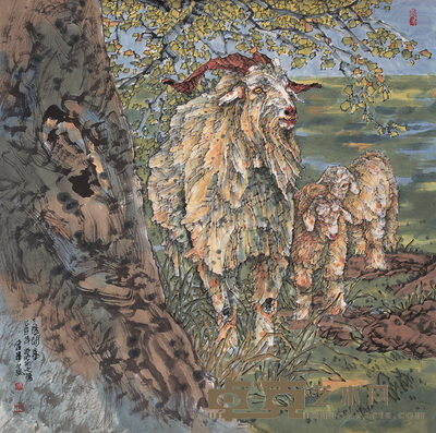 李蒸蒸 2005年作 三阳开泰 镜心 68×68cm